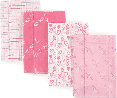 Luvable Friends Unisex Baby Cotton Flannel Burp Cloths, One Size, Love