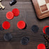 Sumind 48 Pieces Wooden Checkers Pieces, 1.06 Inch Checker Pieces in Drawstring Storage Pouch for Travel Office