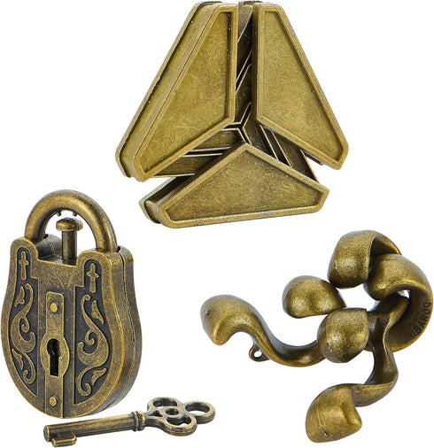 Brain Teaser Puzzles - 3 PCS Metal Puzzles Kit, Unlock Interlock Mind IQ Logic Test Disentanglement Games Educational