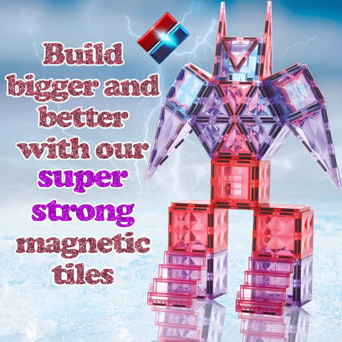 104pcs Frozen 3D 4 3 5 6 7 8 Little Pi Princess Castle Magnetic Tiles Building Blocks - Diamond Blocks, STEM