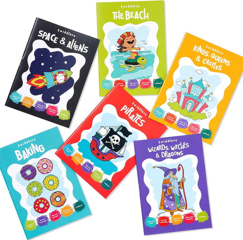 THE TWIDDLERS - 24 Pack Mini Coloring Books for Kids Ages 3+, Includes Castles, Dragons, Space, Pirate, Baking