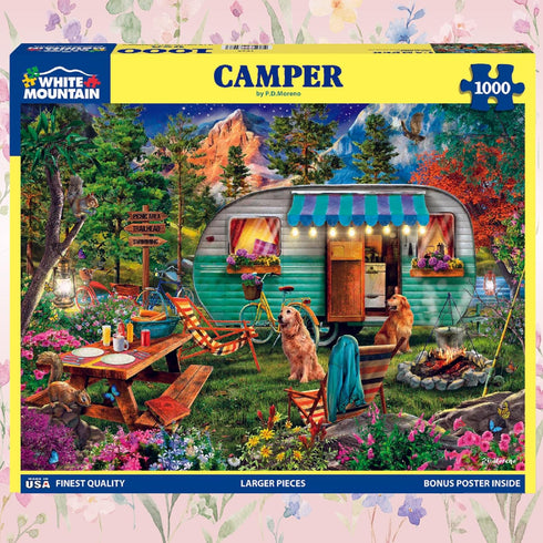 1000 Summer 24"x30" White Mountain Piece Jigsaw Puzzle Scenic Camping Puzzles with Large Pieces for Adults and Family