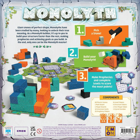 Cmon Monolyth Board Game | Monolith Building Strategy Game | Fun Tactile Puzzle Game for Kids & Adults | Ages 8+ | 1-4