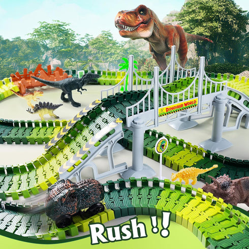 268 3-5, Set, 2 Set, 3-9 PCS Race Tracks Dinosaur Toys for Kids Glow in The Dark Magic Toy Dinosaur Cars Track