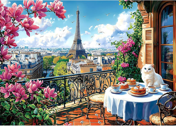Spring Paris 1000 Piece Puzzles for Adults Clearance, Impossible Challenge Art Jigsaw