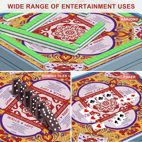 3333", 3mm LZSIG Mahjong Mat with Rules Thickened Anti-Slip American Mahjong Table Mat with Portable Carry Bag, Durable