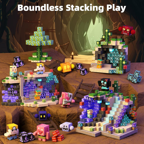 108pcs Set, GobiDex Magnetic Blocks with Action Figures, Interactive Role-Playing Magnetic Building Toy Toddlers STEM