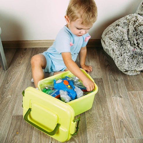 SOMMER 5-in-1 Magnetic Vehicles Toy Playset, Mix and Match STEM Stacking Assembling Car Kit with Storage Box for Kids