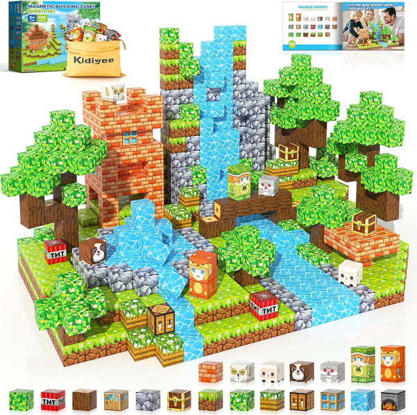 100PCS Magnetic Blocks - Build Mine Magnet World Forest Set, STEM Building