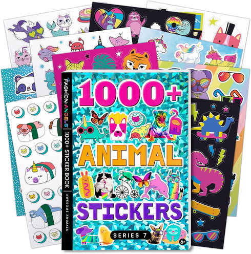 Fashion Angels 1000+ Animal Sticker Book - 40-Page Sticker Book for Kids, Over 1000 Stickers for Scrapbooking &