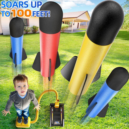 NIPLOOOW 2 6 3 4 5 6 7 8 Rocket Toy Car Launcher, Race Car and Foam Rockets, Outdoor Outside Backyard Toys for Boys