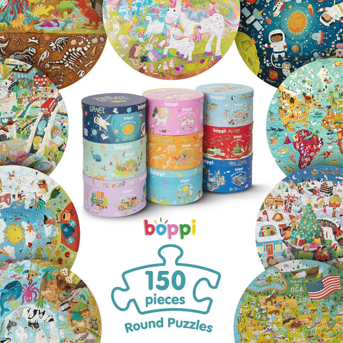 Unicorn Jigsaw Puzzle for Kids Ages 5-8 - 150 Piece Round Puzzle with Fairies and Animals by boppi