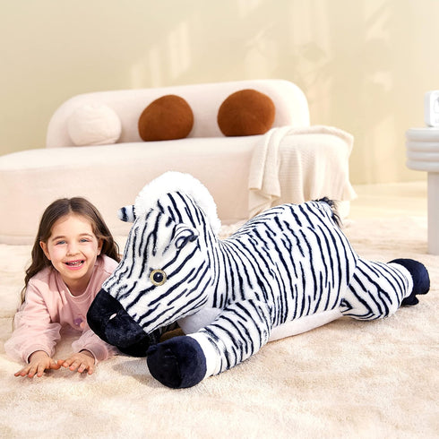 IKASA Large 30" Zebra Stuffed Animal Plush Toy - Cute Jumbo Soft Toys, Huge Fluffy Fat Oversized Plushie
