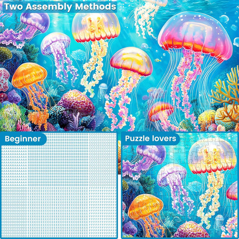 WSCXSC 300 300 Piece Puzzle for Adults,Ocean Jellyfish Jigsaw Puzzles Pieces for Adult Kids Elderly Puzzle Game Premium