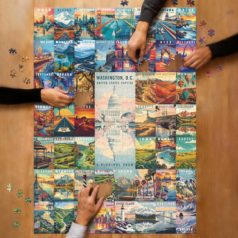 pickinjoy 50 1000 1000 States & Washington, D.C. Jigsaw Puzzles for Adults Pieces, United States Piece Puzzle, Travel