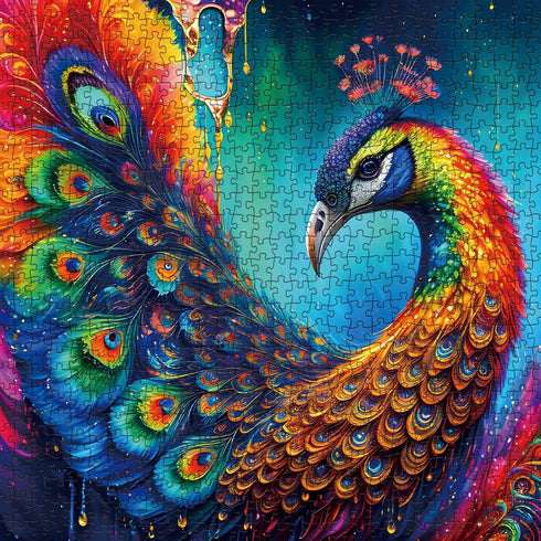 Peacock Puzzle 1000 Piece Puzzle for Adults, Colorful Peafowl Jigsaw Puzzles Beautiful Bird Art Puzzle, Funny Rainbow Animal Puzzle As Home Decor