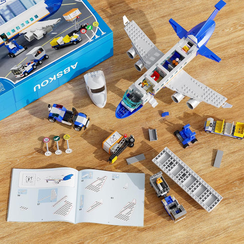 City Passenger Airplane Building Set, Compatible with Lego Plane Blocks Toy, Fun Airport Gift