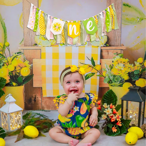 1st ZAIBIANHAO Lemon First Birthday High Chair Banner - Lemonade Birthday One Garland, Fruit Theme Party