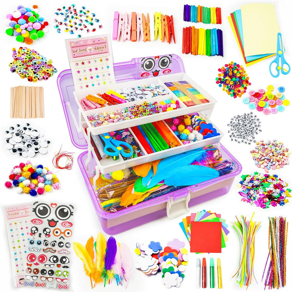 SMILESSKIDDO Arts Craft Supplies for Kids - 1100+ PCS Toddler DIY Craft