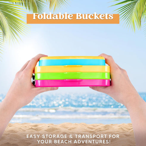 3 3 Summer Sloosh PCS Foldable Buckets with Shovels Sand Water Bucket Sandbox Square Party in Foldable Pail Silicone