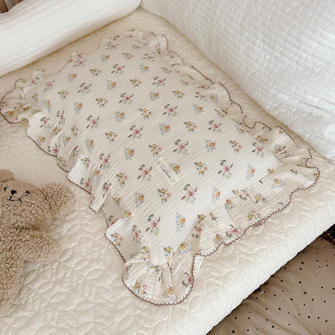 Pillowcase,1 Piece,14"x20" BuLuTu Cotton Muslin Kids Toddler Pillowcase with Cute Azalea Flowers Pattern Super Soft