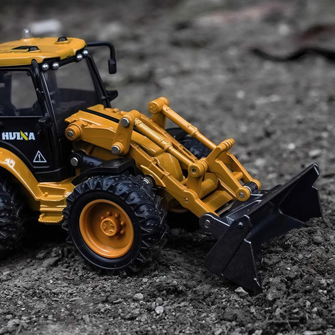 1:50 Gemini&Genius Backhoe Loader Toy for Kids, Heavy Duty Wheeled Excavator Loader Construction Vehicle Toys Scale