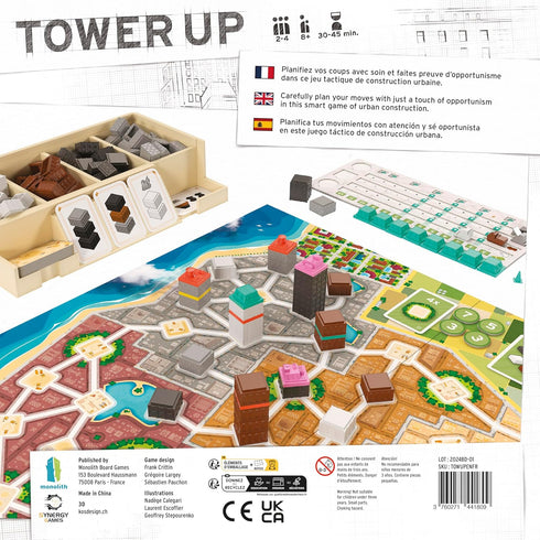 8+, 2-4 30 Monolith Board Games: Tower Up - City Building Board Game, Competitive Strategy, Urban Construction