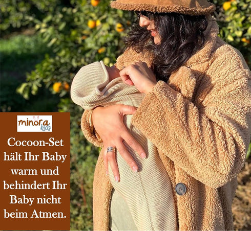 Minora Set, 1 Set (1 1 1 0-8 Newborn Essentials Baby Swaddle Blanket Piece Pacifier Holder, Cocoon Swaddle Sleep Sack
