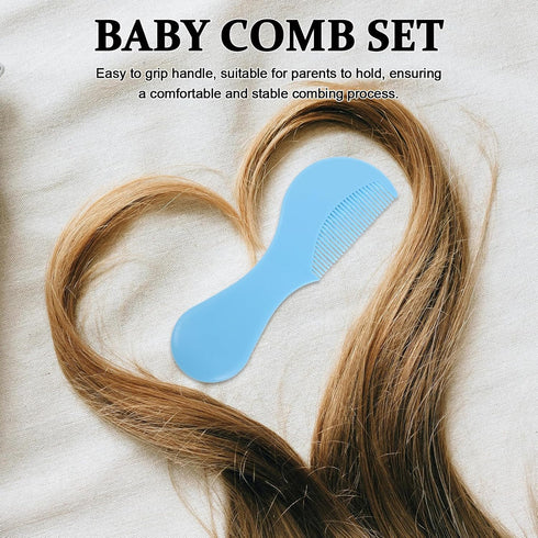 Set Newborn Hair Brush and Comb for Babies, Sky-Blue Soft Bristle Cradle Cap Brush and Grooming Comb for Boys