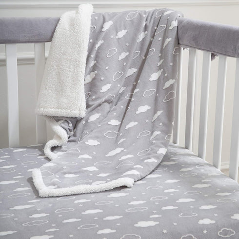 American Baby Company Heavenly Soft Chenille Sherpa Receiving Blanket, 3D Gray, 30" x 35", Warm and Cozy