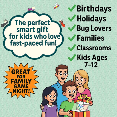 7-12 Quick-Counting 7-12 2-4 Niche Nation Games Bug Bash Card Game- Award-Winning Kids Brain Game for Ages