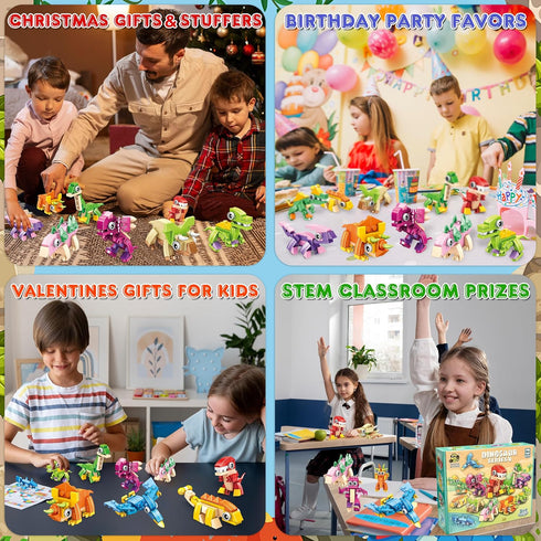 12 Packs 417 Set LINAYE Dinosaur Party Favors for Kids - PCS Mini Dinosaur Building Blocks Toys for Boys Kids Easter
