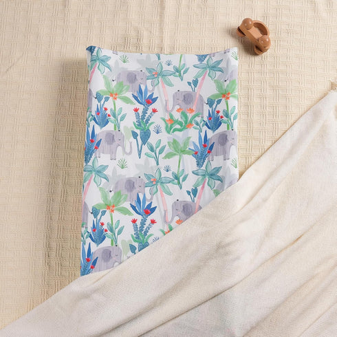 2 Pack TILLYOU Baby Changing Pad Cover, Changing Table Cover for Girls Boys, Ultra Soft Breathable, Rainforest Elephant