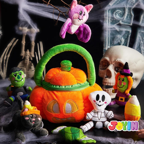 JOYIN Baby's Pumpkin Halloween Playset, 8 Fun Play Pieces, Plush Goodie Bags Stuffers for Kids, Halloween Party Favors