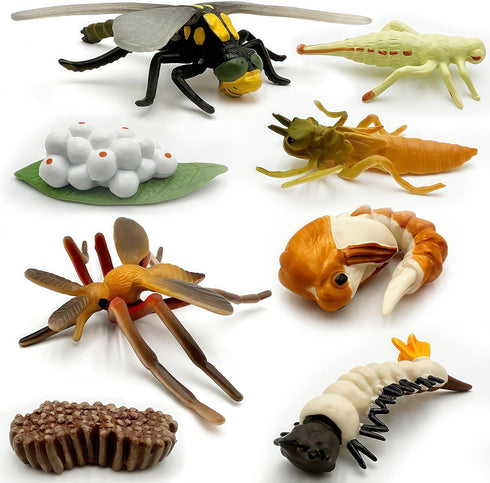 Gemini & Genius Life Cycle of Mosquito and Dragonfly Figurines, Insect Growth Diary Action Figures, Learning Gifts