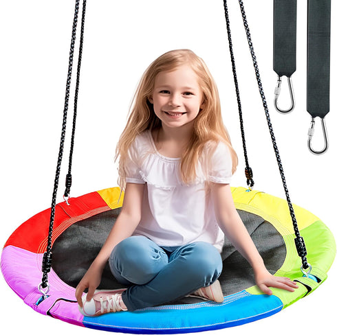 TURFEE 40" Saucer Tree Swing for Kids, 700Lb Capacity, Waterproof Oxford Fabric Platform Swing for Backyard Fun