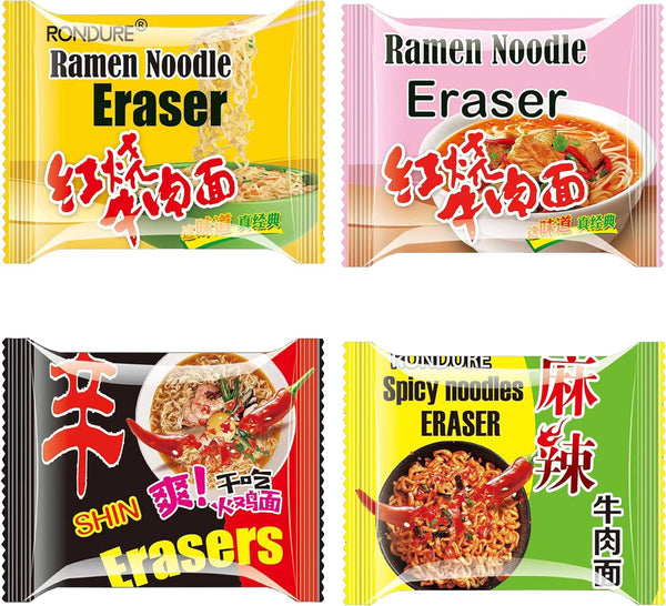XANADU Cute Food Erasers for Kids, Fun Ramen Noodle Eraser Set of 16pcs