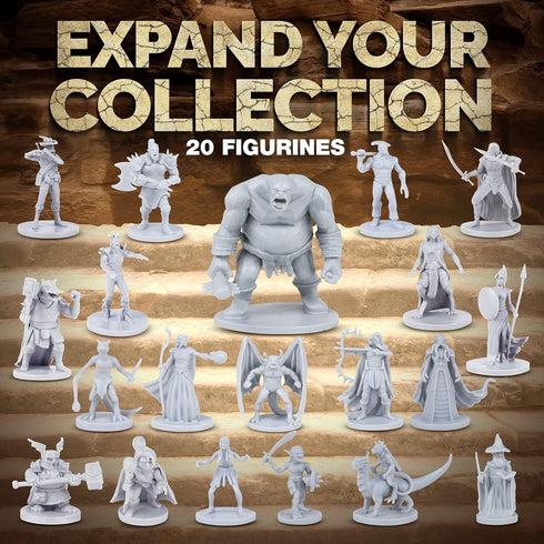 Path Gaming 20-Piece Unpainted Miniatures Set – 28 mm Fantasy Heroes, Monsters & NPCs for Dungeons & Dragons