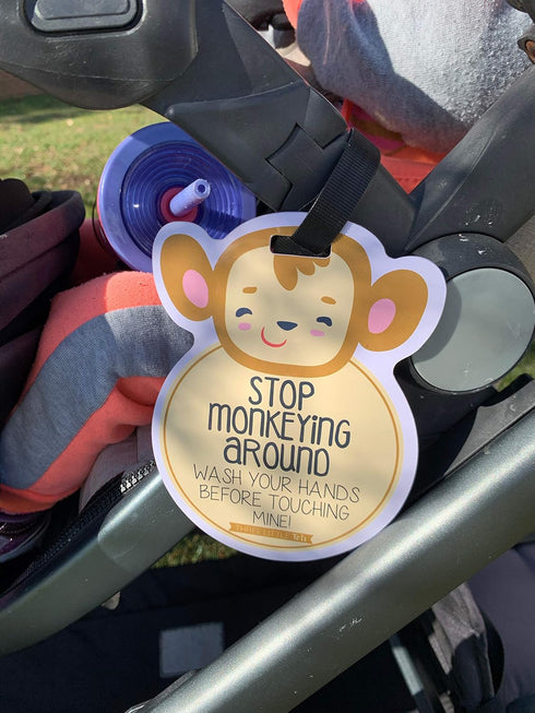 THREE LITTLE TOTS Animal Theme No Touching Baby Car Seat Sign or Stroller Tag, CPSIA Safety Tested