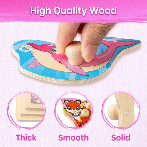 1-3, 6XSET 1-3 2-4 SYNARRY Wooden Puzzles for Toddlers Toddlers Puzzles Ages with Rack, Learning Alphabet Number Shape