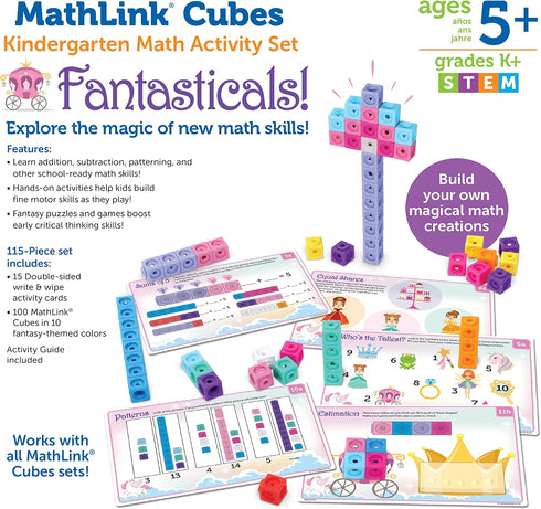 Learning Resources MathLink Cubes Activity Set: 115 Pieces, Fantasticals! STEM Math Games for Kids Ages 5+