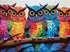 Kaleidoscopic Owls 1000 Piece Owl Jigsaw Puzzle - Colorful Night's Watch from Cross & Glory - Eco-Friendly with Satin