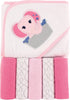 Luvable Friends Unisex Baby Hooded Towel, One Size, Pink Elephant with Five Washcloths