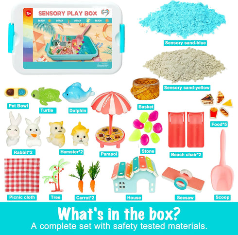 Toys,Summer Set 3 4 5 6 7 8 Carolart Pet Sensory Bin,Hamster and Rabbit Habitat,Animal Sensory Sand Kit for Boys
