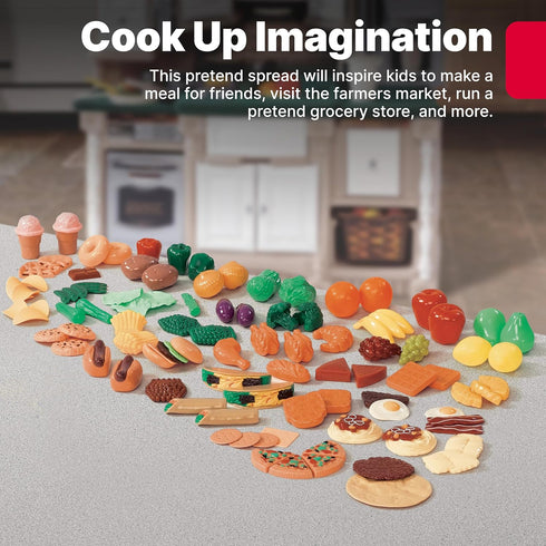 Step2 101-Piece Playset, 2-6 Play Food Assortment, Pretend Kitchen Vegetables, Fruit, Dessert, For Toddlers Ages Years