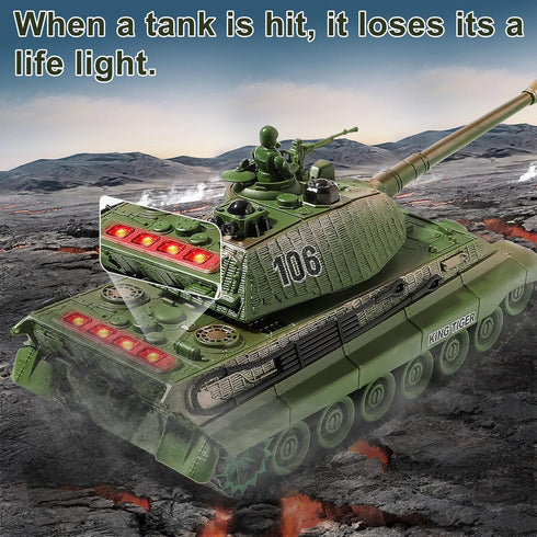 Bvrorere WW2 1:28 9 6 7 8 9 10 RC Tank, Remote Control German King Tiger Army Tank Toys, Scale Channels RC Military