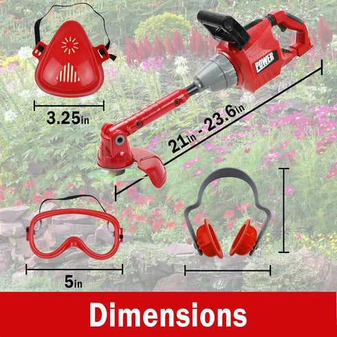 Kids Weed Trimmer Toy, Toddler Gardening Tools with Lights and Sounds, Includes Mask, Safety Goggles, Earmuffs