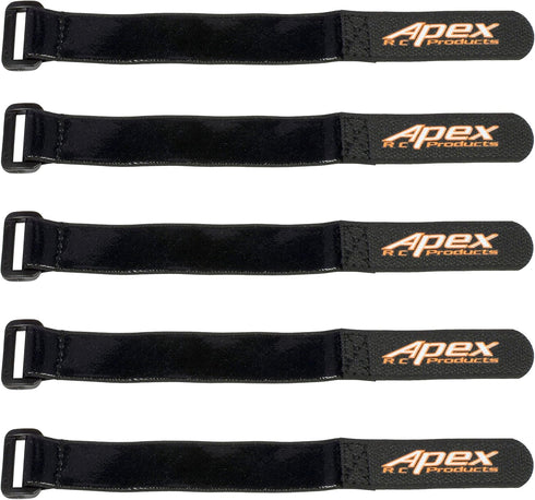 Apex RC Products 5 Pack 20mm x 200mm HD Rubberized Non-Slip Battery Straps