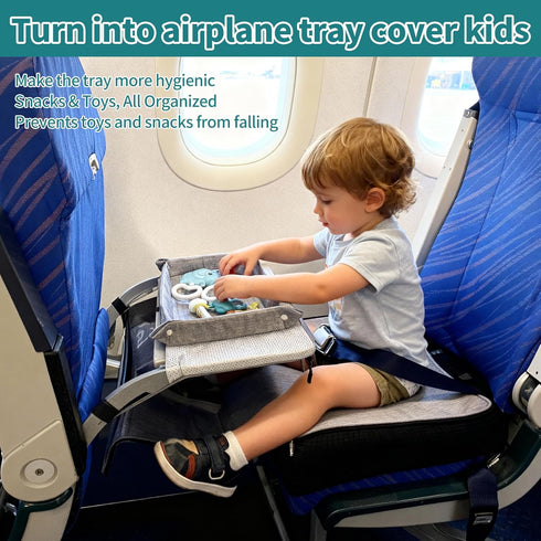 NNOODUST Toddler Airplane Bed for Toddler with Tray Cover Can Turn into Bag, Toddler Airplane Seat Extender for Kids