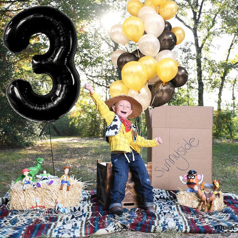 KatchOn Black Number 3 Balloon - Giant 40 Inch for 3rd Birthday Decorations for Boys